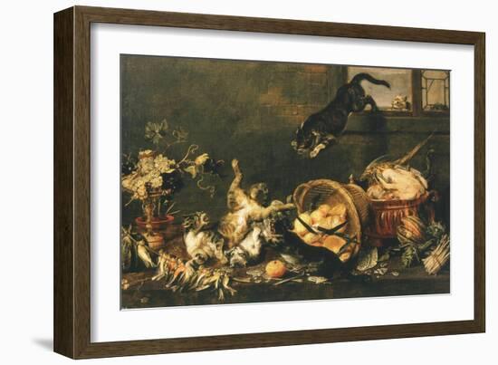 Cats Fighting in Pantry-Paul De Vos-Framed Giclee Print