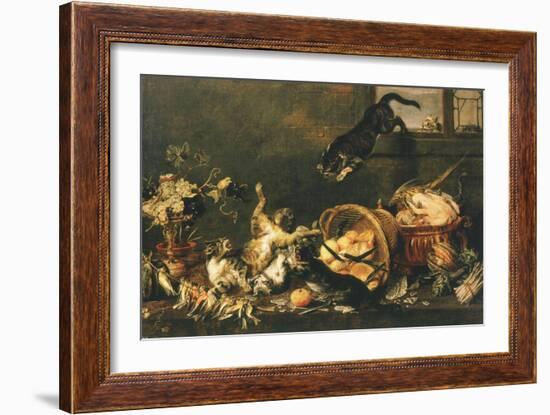 Cats Fighting in Pantry-Paul De Vos-Framed Giclee Print