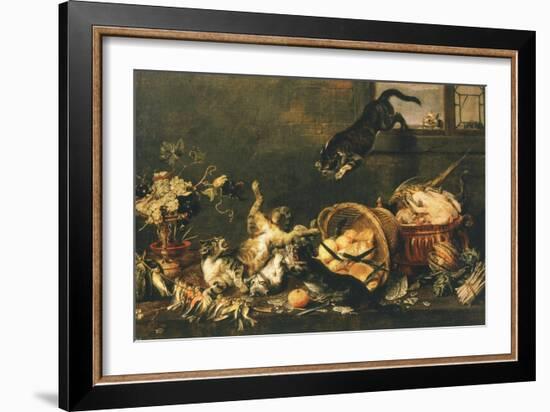 Cats Fighting in Pantry-Paul De Vos-Framed Giclee Print