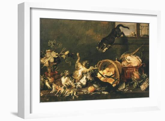 Cats Fighting in Pantry-Paul De Vos-Framed Giclee Print