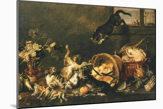 Cats Fighting in Pantry-Paul De Vos-Mounted Giclee Print