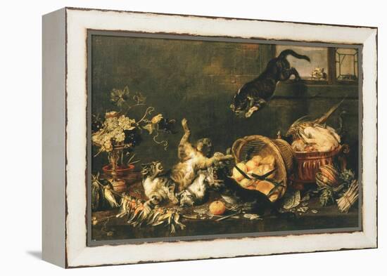 Cats Fighting in Pantry-Paul De Vos-Framed Premier Image Canvas