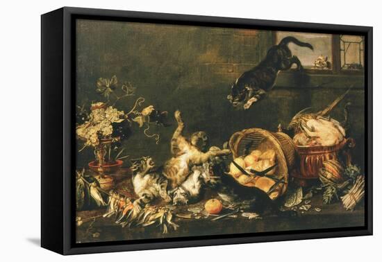 Cats Fighting in Pantry-Paul De Vos-Framed Premier Image Canvas