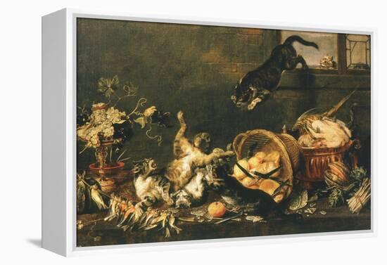 Cats Fighting in Pantry-Paul De Vos-Framed Premier Image Canvas