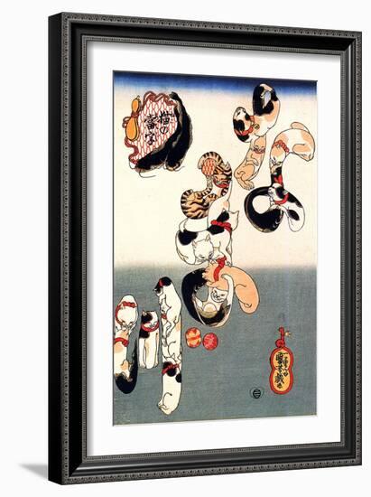 Cats Forming the Characters for Catfish-Kuniyoshi Utagawa-Framed Giclee Print