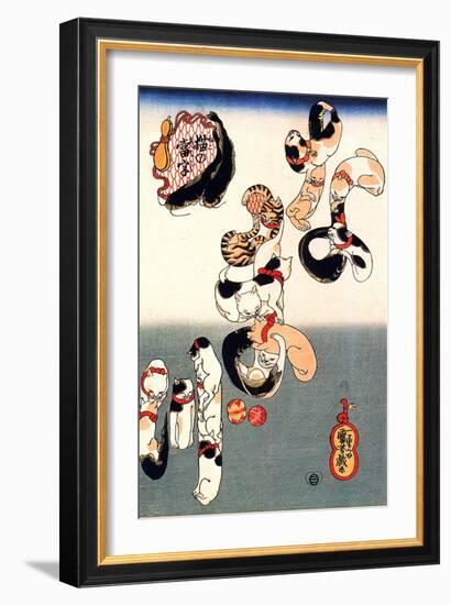 Cats Forming the Characters for Catfish-Kuniyoshi Utagawa-Framed Giclee Print