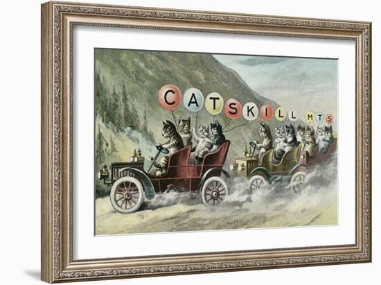 Cats in Cars, Catskill Mountains, New York-null-Framed Art Print