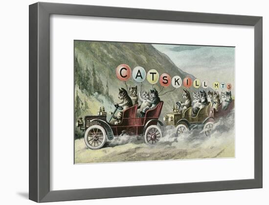 Cats in Cars, Catskill Mountains, New York-null-Framed Art Print