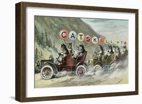 Cats in Cars, Catskill Mountains, New York-null-Framed Art Print