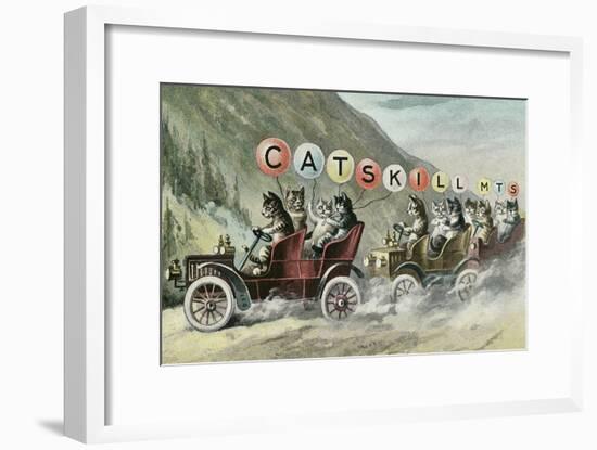 Cats in Cars, Catskill Mountains, New York-null-Framed Art Print