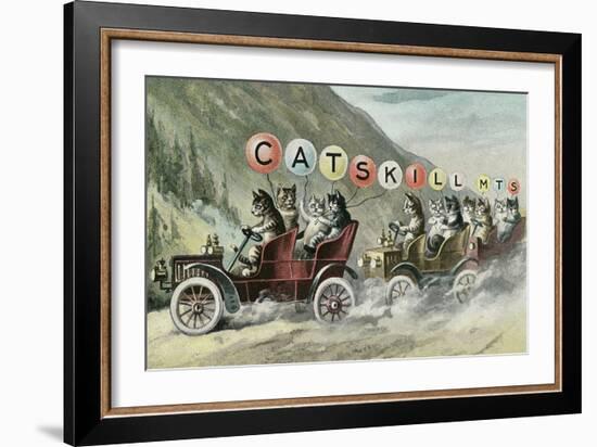 Cats in Cars, Catskill Mountains, New York-null-Framed Art Print