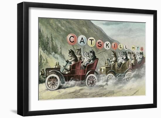 Cats in Cars, Catskill Mountains, New York-null-Framed Art Print