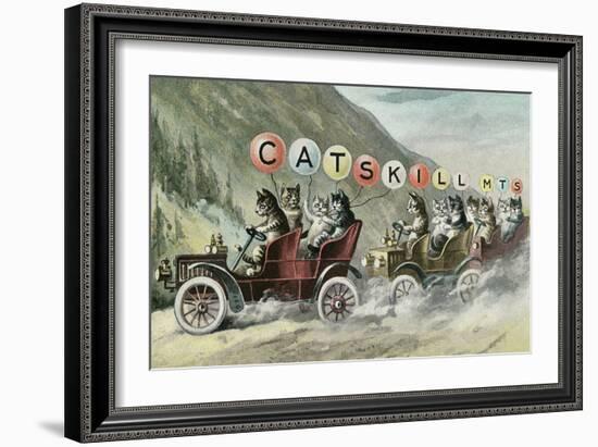 Cats in Cars, Catskill Mountains, New York-null-Framed Art Print