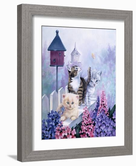 Cats in Front of the Birdfeeder-Jenny Newland-Framed Giclee Print