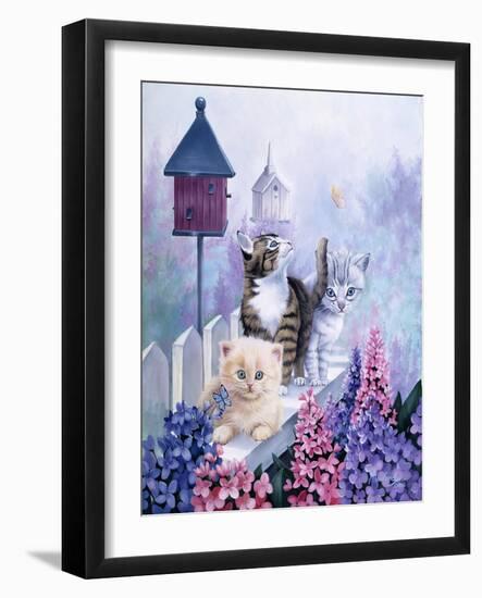 Cats in Front of the Birdfeeder-Jenny Newland-Framed Giclee Print