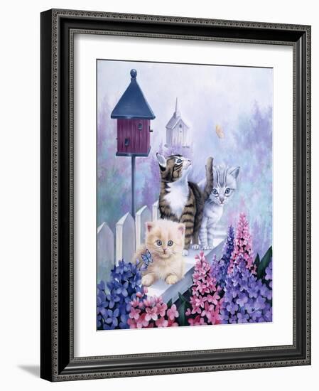 Cats in Front of the Birdfeeder-Jenny Newland-Framed Giclee Print