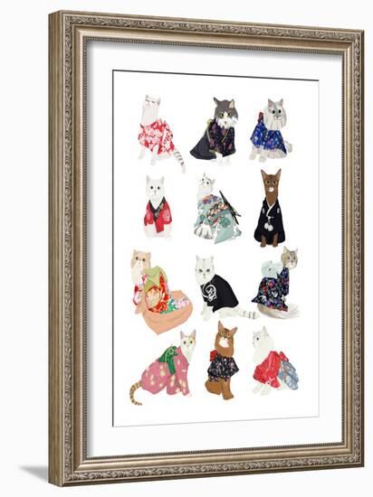 Cats in Kimonos-Hanna Melin-Framed Art Print