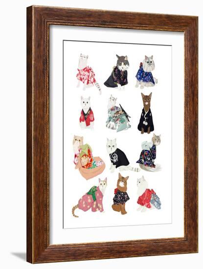 Cats in Kimonos-Hanna Melin-Framed Art Print