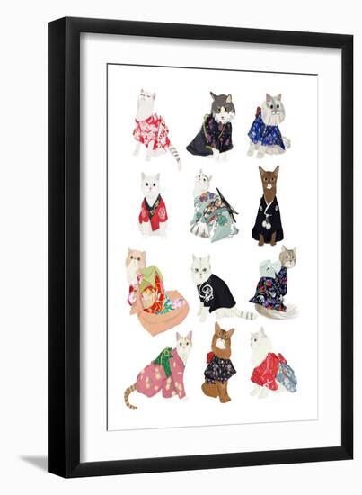 Cats in Kimonos-Hanna Melin-Framed Art Print