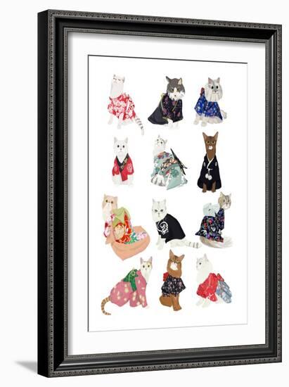 Cats in Kimonos-Hanna Melin-Framed Art Print