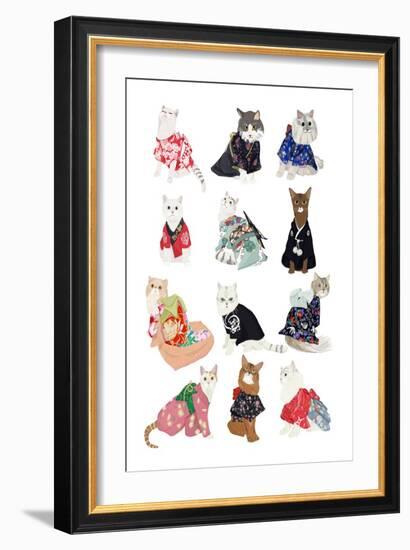 Cats in Kimonos-Hanna Melin-Framed Art Print