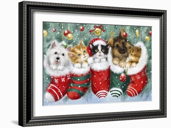 Cats in Stockings-MAKIKO-Framed Giclee Print