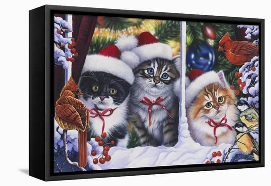 Cats in Window-Jenny Newland-Framed Premier Image Canvas