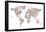 Cats Map of the World Map-Michael Tompsett-Framed Stretched Canvas