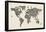 Cats Map of the World Map-Michael Tompsett-Framed Stretched Canvas