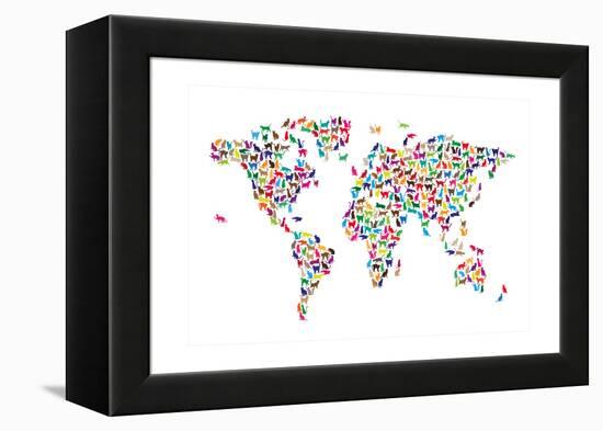 Cats Map of the World Map-Michael Tompsett-Framed Stretched Canvas