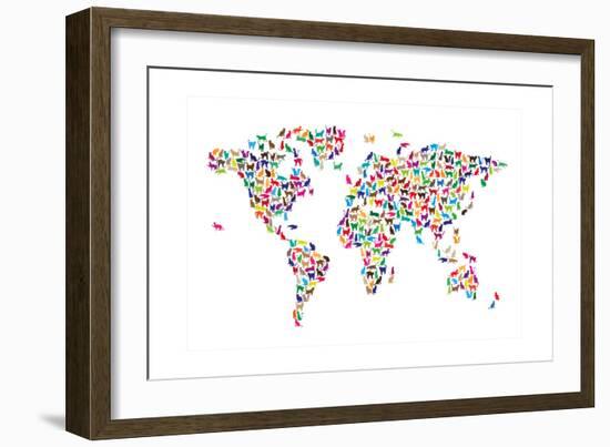 Cats Map of the World Map-Michael Tompsett-Framed Art Print