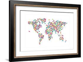 Cats Map of the World Map-Michael Tompsett-Framed Art Print