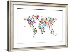 Cats Map of the World Map-Michael Tompsett-Framed Art Print