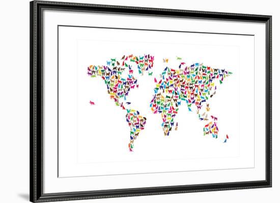 Cats Map of the World Map-Michael Tompsett-Framed Art Print