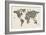 Cats Map of the World Map-Michael Tompsett-Framed Art Print