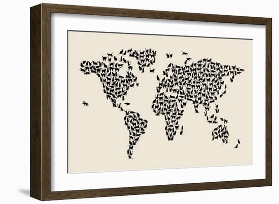 Cats Map of the World Map-Michael Tompsett-Framed Art Print