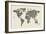 Cats Map of the World Map-Michael Tompsett-Framed Art Print