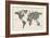 Cats Map of the World Map-Michael Tompsett-Framed Art Print