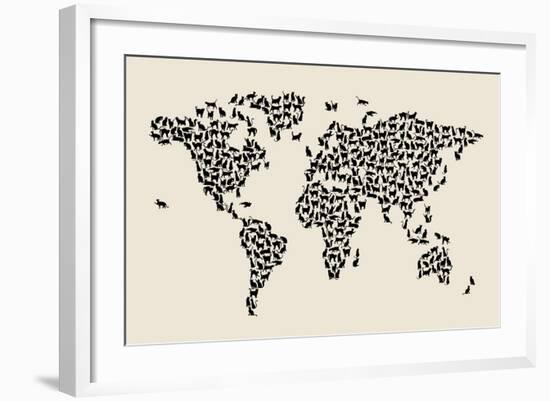 Cats Map of the World Map-Michael Tompsett-Framed Art Print