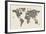 Cats Map of the World Map-Michael Tompsett-Framed Art Print