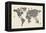 Cats Map of the World Map-Michael Tompsett-Framed Stretched Canvas