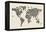 Cats Map of the World Map-Michael Tompsett-Framed Stretched Canvas