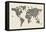 Cats Map of the World Map-Michael Tompsett-Framed Stretched Canvas