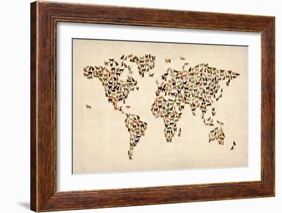 Cats Map of the World Map-Michael Tompsett-Framed Art Print