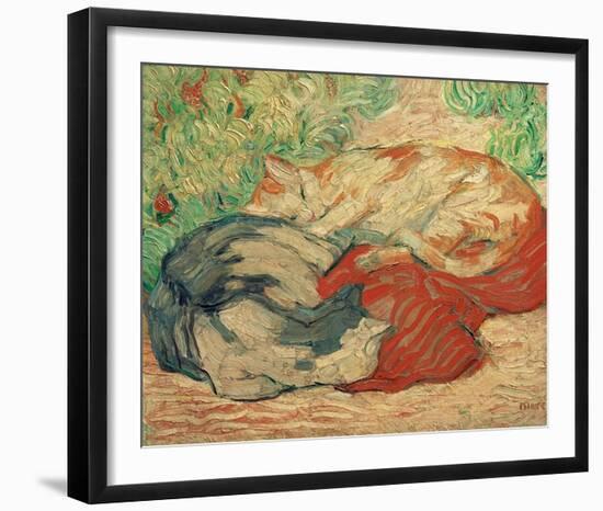 Cats on a Red Blanket-Franz Marc-Framed Giclee Print