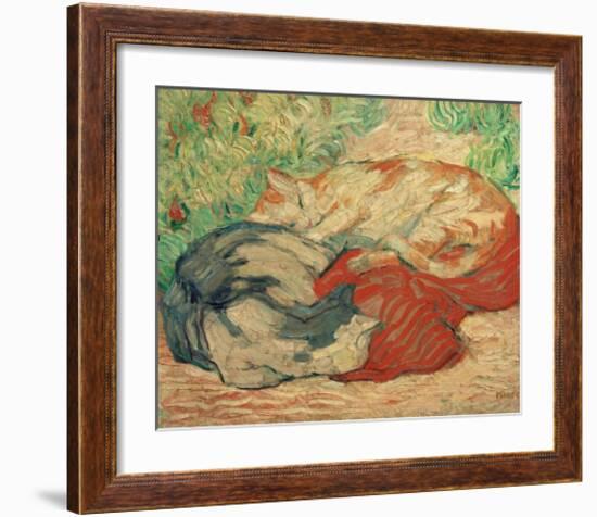 Cats on a Red Blanket-Franz Marc-Framed Giclee Print