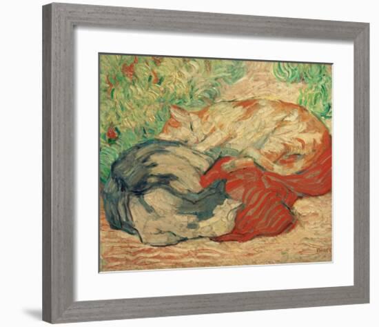 Cats on a Red Blanket-Franz Marc-Framed Giclee Print