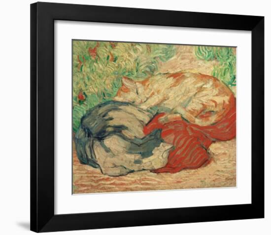 Cats on a Red Blanket-Franz Marc-Framed Giclee Print