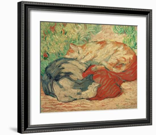 Cats on a Red Blanket-Franz Marc-Framed Giclee Print