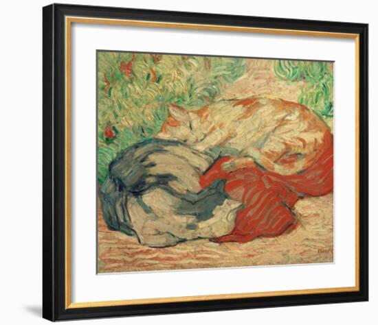 Cats on a Red Blanket-Franz Marc-Framed Giclee Print